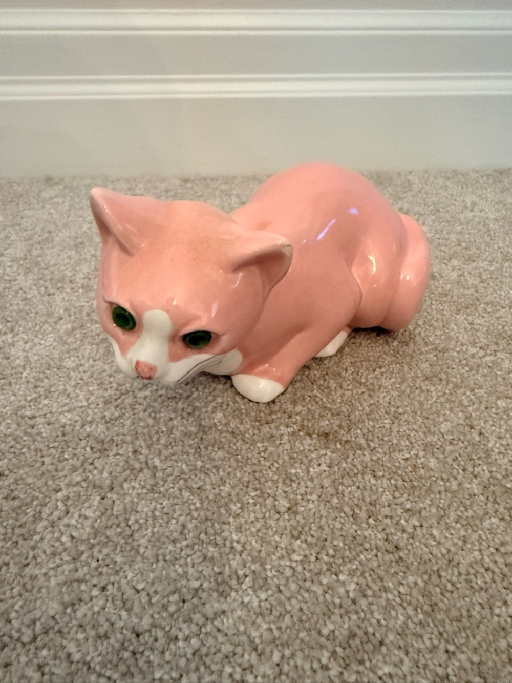 Pink Ceramic Cat Figurine